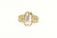 14K Yellow Gold Ornate Blister Pearl Vine Abstract Statement Ring