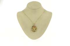 14K Yellow Gold 1960's Ruby Flower Diamond Star Photo Locket Pendant
