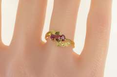 18K Yellow Gold 0.50 Ctw Natural Ruby Diamond Bypass Ring
