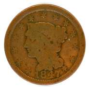 1847 Braided Hair Large Cent