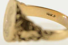 14K Yellow Gold Victorian Etched Monogram Initial E F J Ring