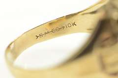 10K Yellow Gold Victorian Black Onyx E Monogram Ornate Ring