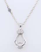 Lagos Silver and Diamond Loop Pendant on Chain Necklace