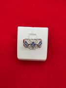 LADIES 14K WHITE GOLD , DIAMOND AND TANZANITE RING