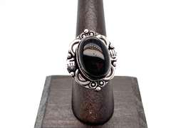 🕷Phantom-inal!🕷 Oval Black Onyx Tibetan Silver Floral Energy Design Ring