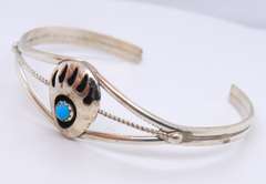 Vintage Sterling Silver American Indian Turquoise Cuff Bangle