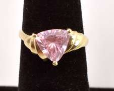 Tasteful Pink CZ Ring in Yellow Gold