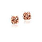 18K Rose Gold over Sterling Silver 1/7ct Red Diamond Love Knot Stud Earrings