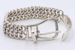 Vintage Sterling Silver Signed Buckle Heavy Bracelet