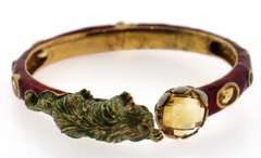Cute Kitty Cat and Citrine Bangle