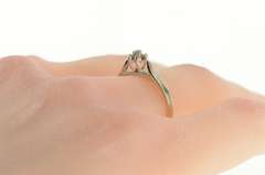 10K White Gold Retro Diamond Flower Cluster Promise Ring