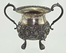 Intricately Hand-Chased Sterling Schofield Creamer and Sugar