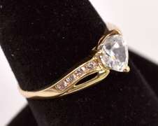 Precious CZ Heart Ring in Yellow Gold
