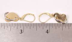 Precious Dangling Heart Earrings in Two-Tone 14K Gold