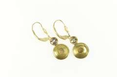 14K Yellow Gold Sapphire Black Onyx Round Dangle Lever Back Earrings