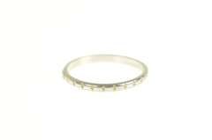 18K White Gold Art Deco Diamond Ornate Etched Wedding Band Ring