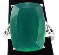 Green Crystal Ring in Sterling Silver