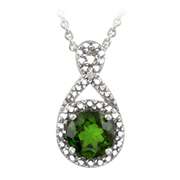 Sterling Silver Chrome Diopside & Diamond Accent Infinity Necklace