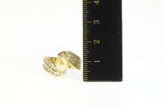 14K Yellow Gold 0.90 Ctw Gold Pearl Diamond Engagement Ring