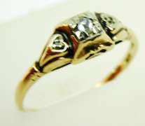 Antique 10K Diamond Ring, Size 7.25