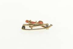 10K Yellow Gold Victorian Elaborate Coral Vine Statement Pin/Brooch