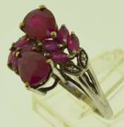 Sterling Silver Cluster Ruby Ring
