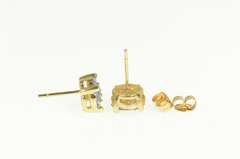 14K Yellow Gold Diamond Tanzanite Round Cluster Stud Earrings