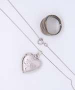 Vintage Sterling Silver Heart Shaped Pendant on Chain and Ring