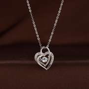 'My love' Created dancing diamond sterling silver pendant