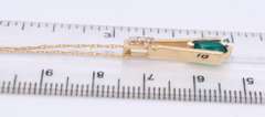 Charming Yellow Gold Marquoise Emerald and Diamond Bar Pendant on Chain