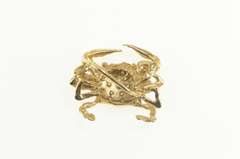 14K Yellow Gold Pave Diamond Crab 3D Crustacean Ornate Pendant