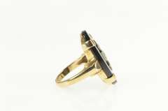 10K Yellow Gold Art Deco Black Onyx Diamond Statement Ring