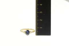 14K Yellow Gold 0.72 Ctw Natural Sapphire Diamond Engagement Ring