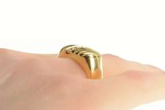 14K Yellow Gold 0.18 Ctw Diamond Channel Grooved Statement Ring