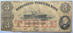 $3 Merchants & Planters Bank 1850 Era Note