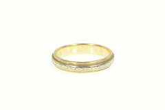 14K Yellow Gold 1950's Two Tone Patterned Wedding Band Ring
