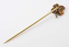 Lucky Vintage Four Leaf Clover Enamel Stickpin