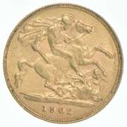 1902 Great Britain Gold Half Sovereign .1178 AGW