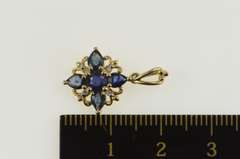 14K Yellow Gold Squared Sapphire Diamond Accent Classic Pendant