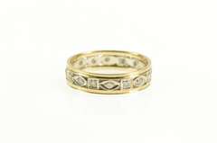 14K Yellow Gold Retro Diamond Geometric Wedding Band Ring