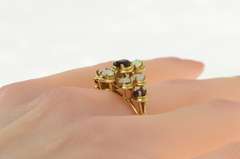 14K Yellow Gold 1950's Natural Opal Sapphire Cocktail Cluster Ring