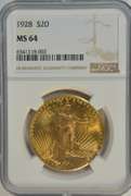 Gorgeous 'Gem' BU 1928 St. Gaudens $20 Gold Piece. NGC MS64