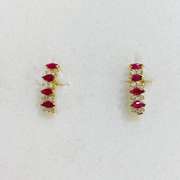 14kt Solid Yellow Gold, Ruby, & Diamond Earrings