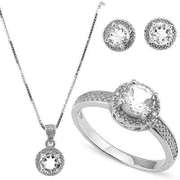 4 1/4 CARAT WHITE TOPAZ & DIAMOND 925 STERLING SILVER SET