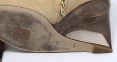 Burberry Beige Leather Reyardson Wedge Peep Tote Booties