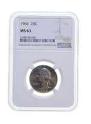 MS63 1964 Washington Quarter - Graded NGC