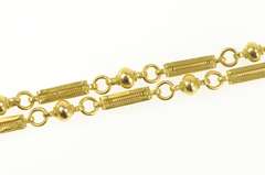 9K Yellow Gold Ornate Squared Bar Ball Link Opera Chain Necklace