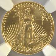 Perfect NGC MS70 graded 2009 $5 American Gold Eagle coin