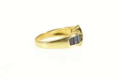 14K Yellow Gold Baguette Sapphire Diamond Wavy Statement Ring