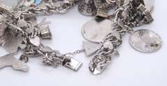 Vintage Sterling Silver Signed Heavy Charms Bracelet